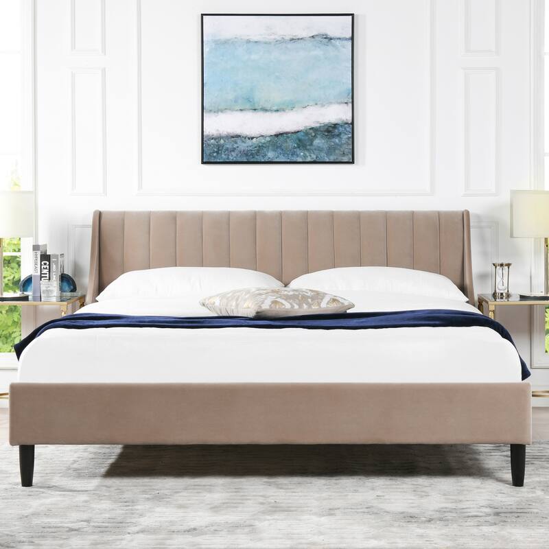 Willow Performance Velvet Channel Tufted Platform Bed