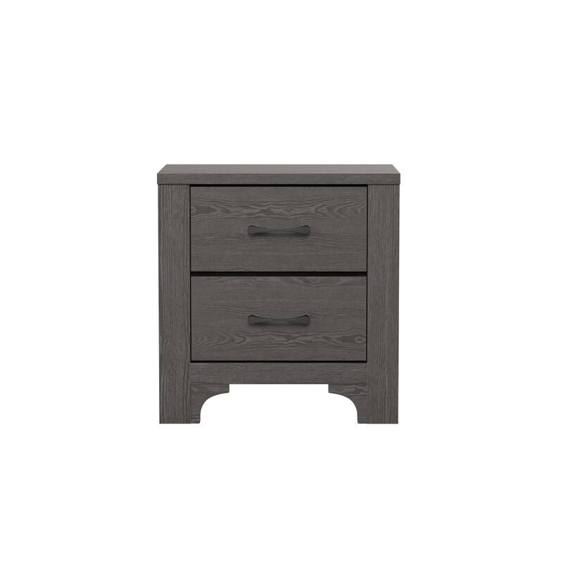 Stone Brown 2-Drawer Nightstand, Modern Farmhouse Style