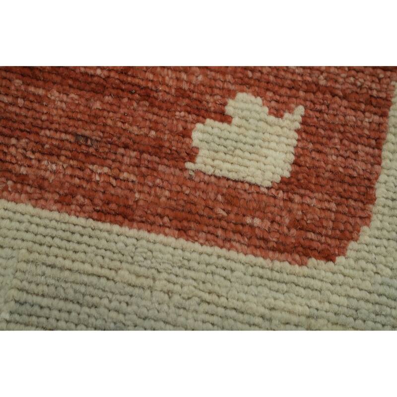 Vegetable Dye Wool Oushak Turkish Area Rug, Floral Geometric Carpet - 11' 8'' X 9' 3''