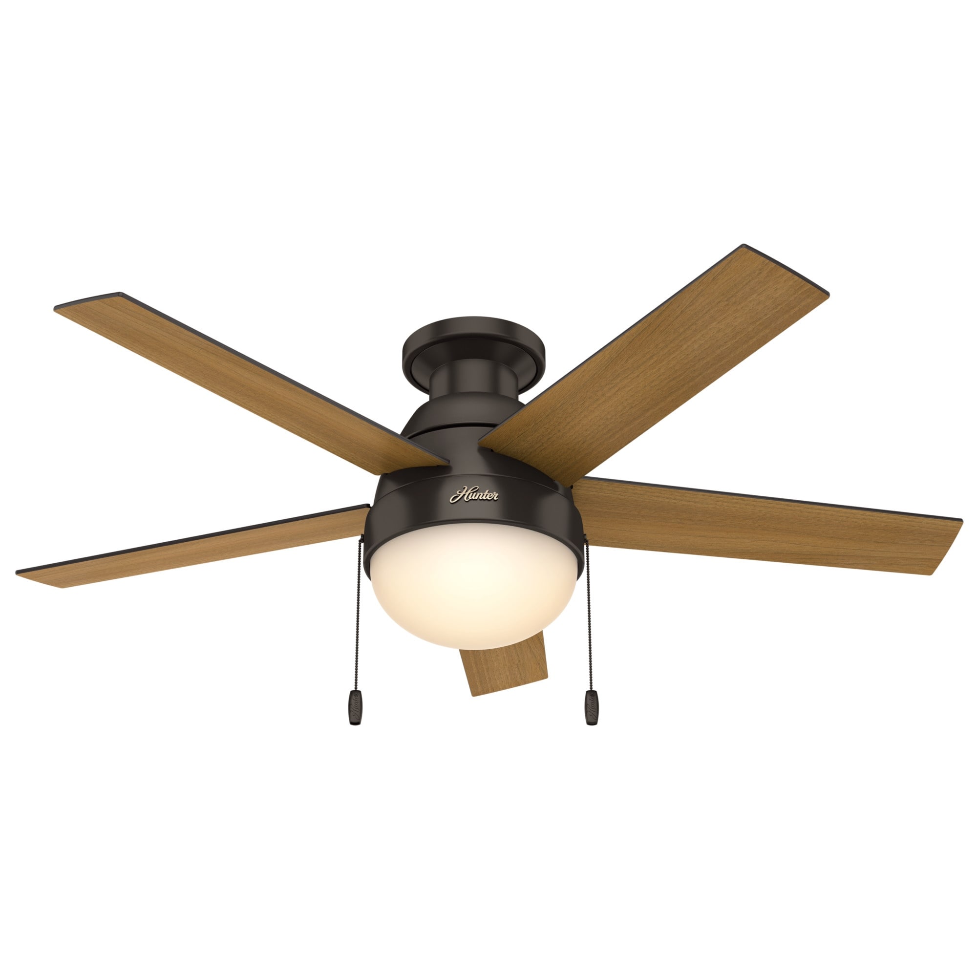 Hunter Fan 52 inch Low Profile Ceiling Fan in Premier Bronze with Bowl LED Light 