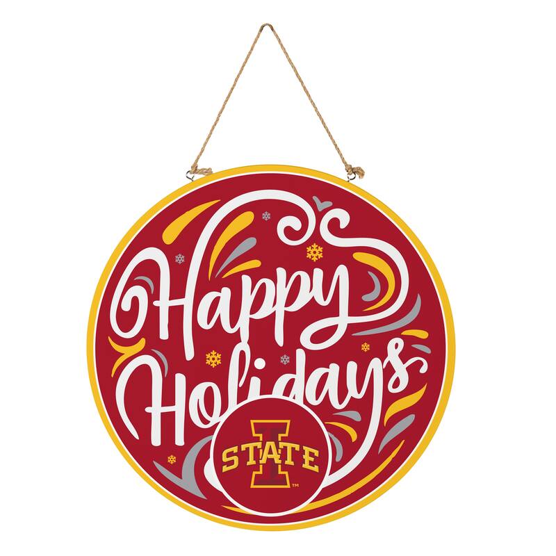 Iowa State University 18" x 18" Happy Holidays Door Décor Wall Sign - 18" x 18"