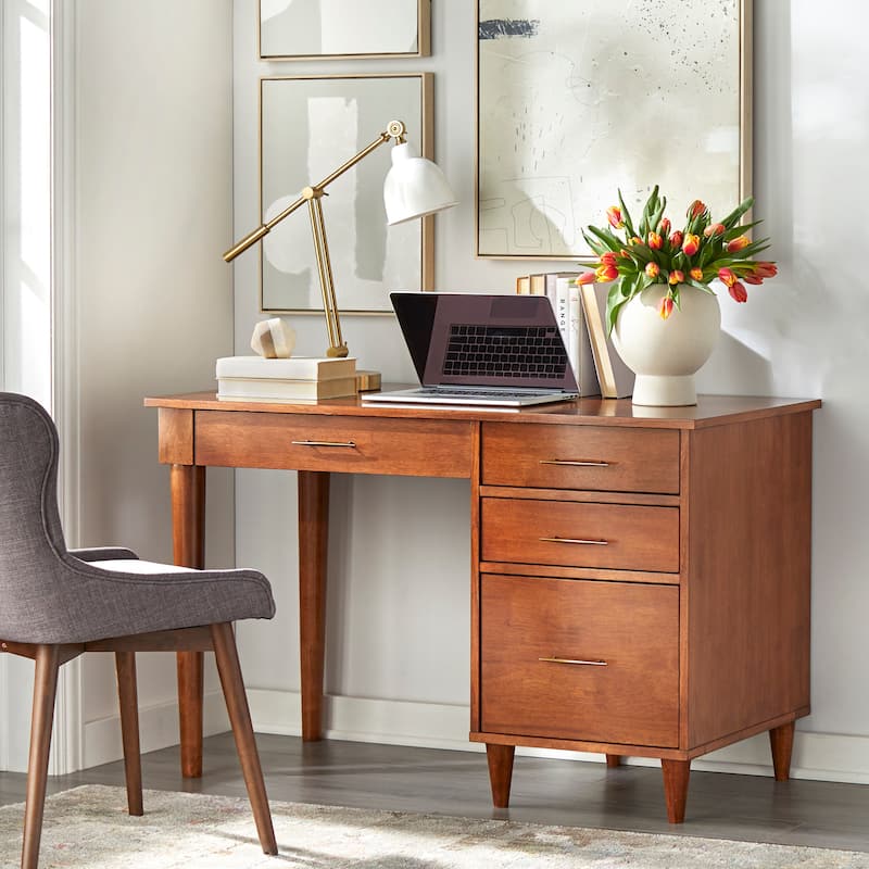 Lifestorey Ana Mid-Century Modern Desk - Oak