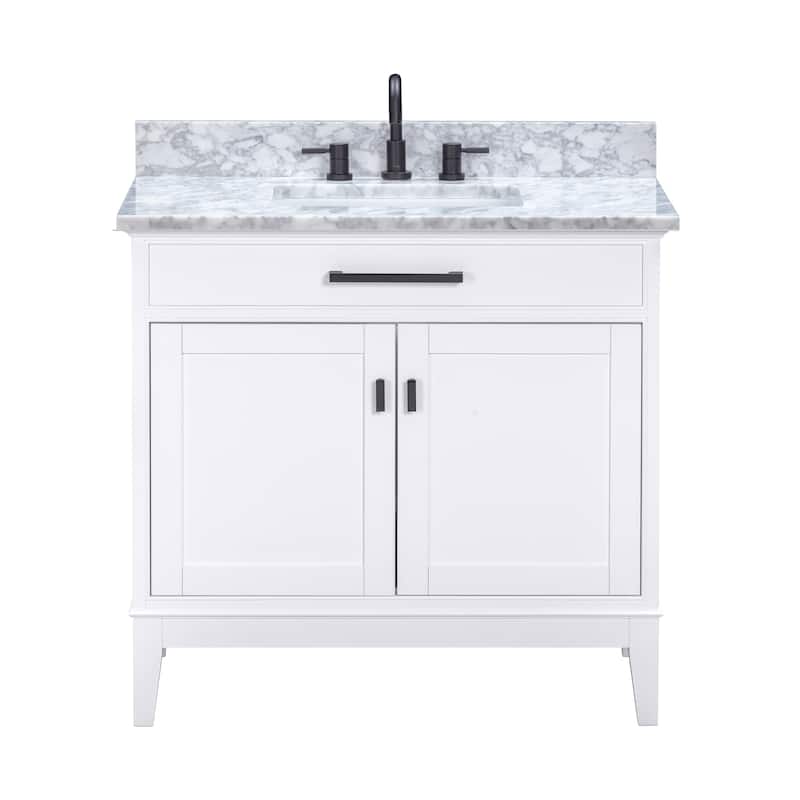 Madison 36 in. Single Sink Bathroom Vanity in White with Top - 37"W x 22"D