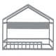 preview thumbnail 7 of 8, Gray Pine Wood Playhouse Bed with Roof, Fence & Storage Shelf