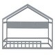 preview thumbnail 7 of 8, Wooden Twin House Bed with Storage Shelf, Kids Bed w/Fence & Roof,Gray