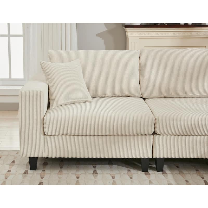 Oversized Corduroy Fabric Modular L Shaped Sectional Sofa Couch