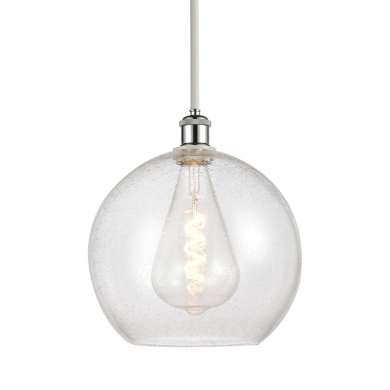 Innovations Lighting 516-1S-14-12 Athens Pendant Athens 12" Wide - White and Polished Chrome / Seedy