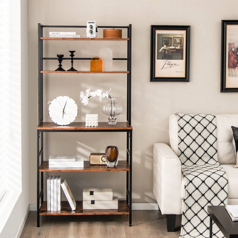 SUGIFT 5-Tier Kitchen Bakers Rack with Hutch and Open Shelves