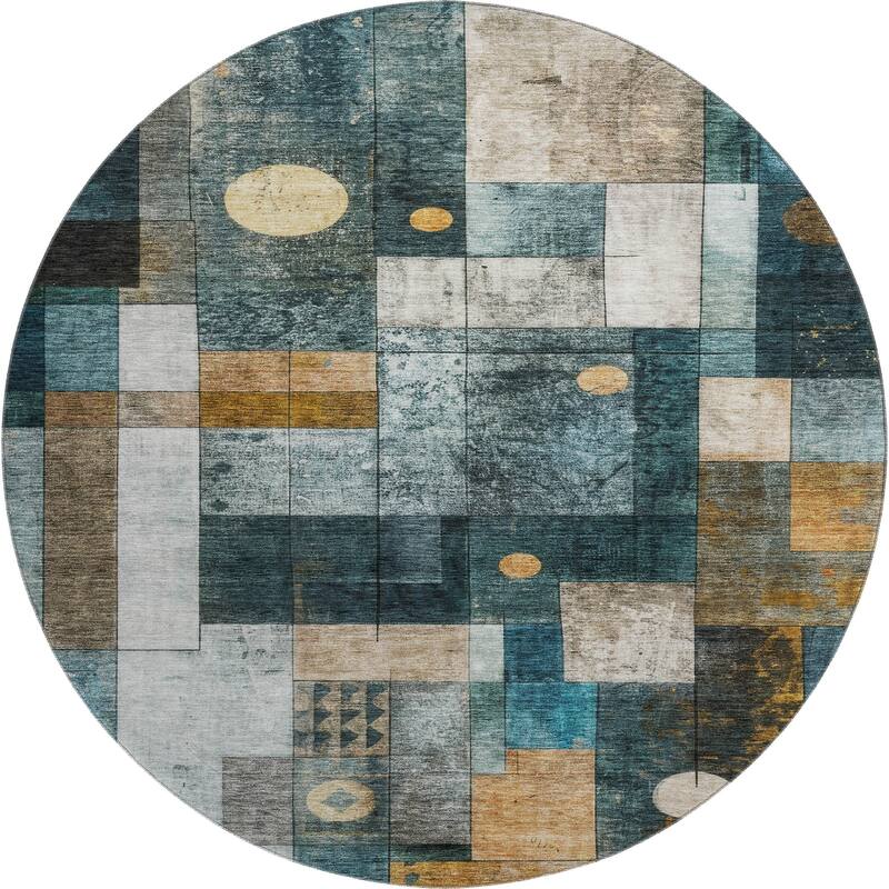 Premium Washable Super Soft Contemporary Orbit Mayfield Rug