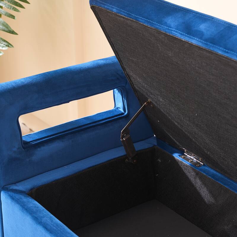 67.91" End of Bed Storage Bench, Velvet Upholstered Window Entryway Shoe Ottoman Bench with Armrest for Bedroom