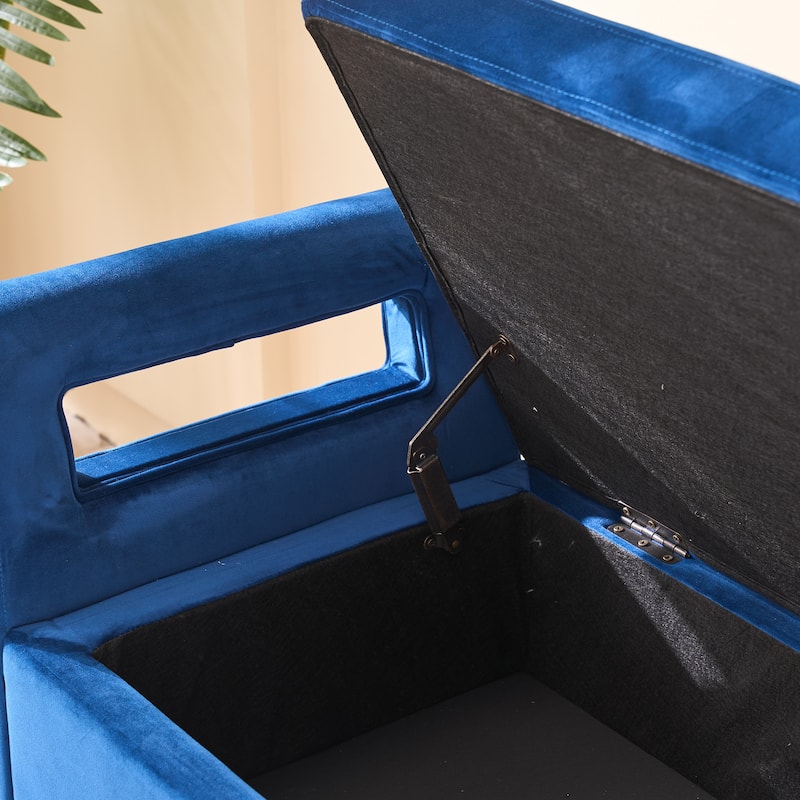 67.91"Wide Velvet Storage Soft Bench with Armrests