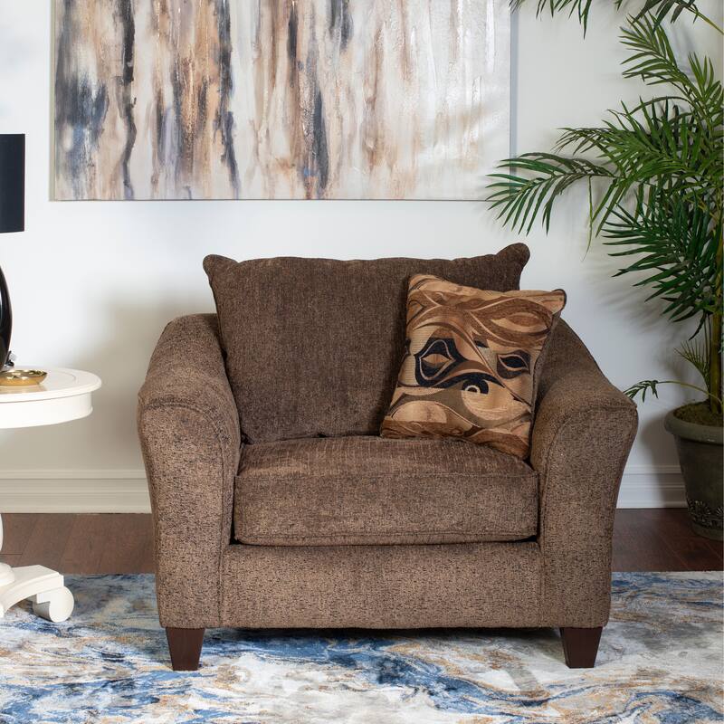 Roundhill Furniture Camero Contemporary Fabric Pillowback Accent Chair - Chocolate