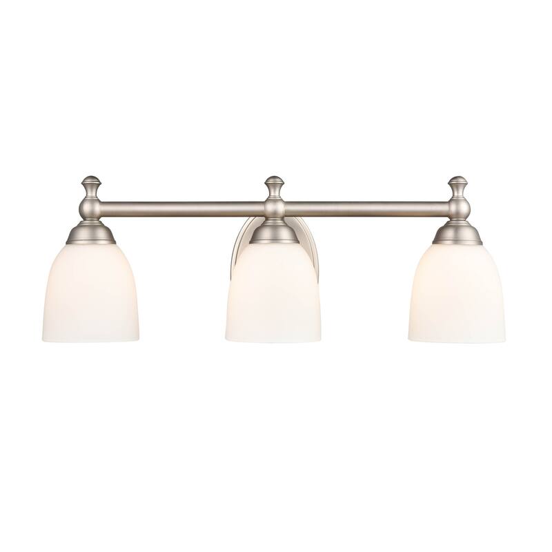 Millennium Lighting 3 Light Vanity Fixture in Multiple Finishes with Frosted Glass Shades - Satin Nickel