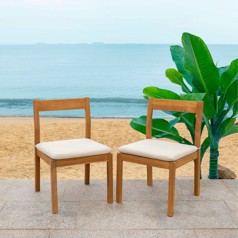 SAFAVIEH Couture Mayaguana Brazilian Teak Dining Chair (Set of 2) - 20"W x 22"D x 33"H