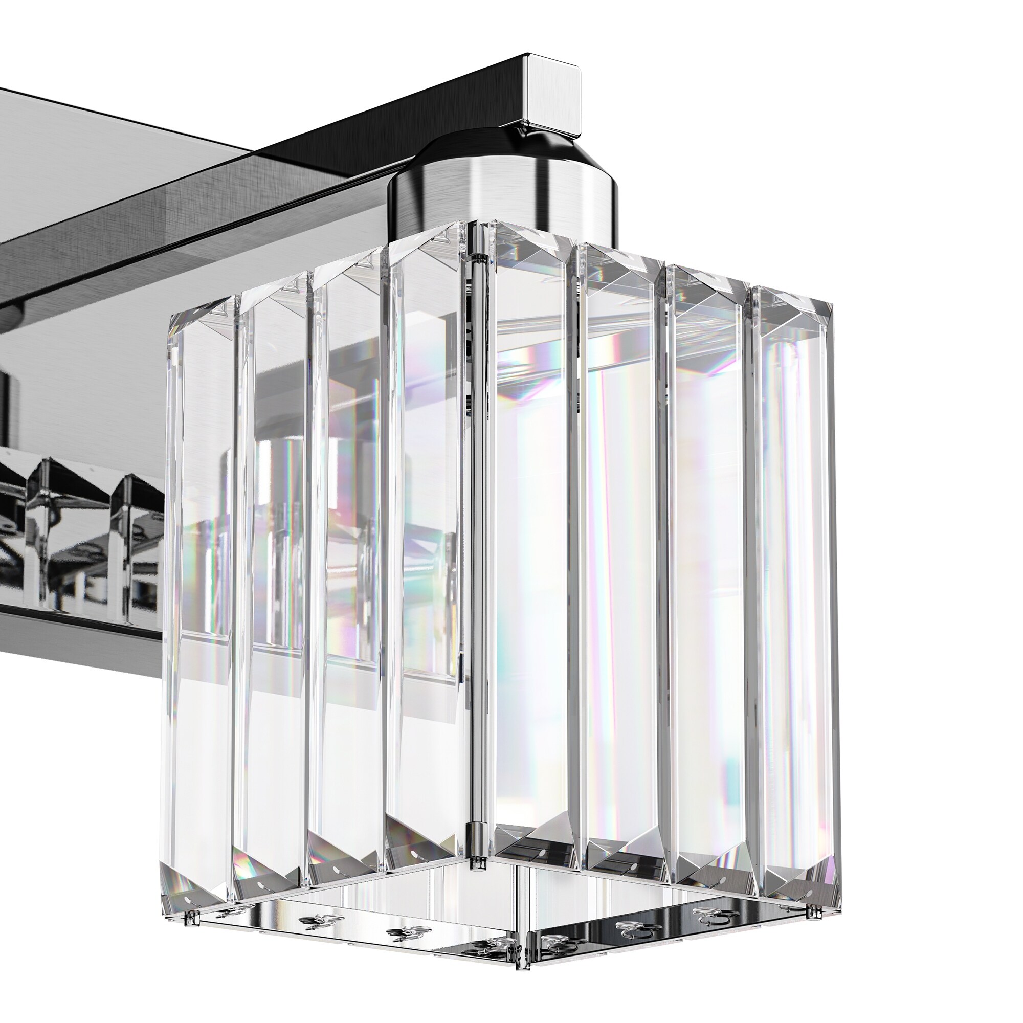 YNSUN 3-Light Industrial Chrome Square Bathroom Vanity Light with