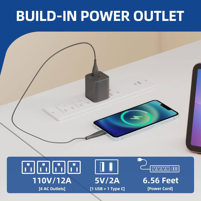 Moasis L-Shaped Electric Standing Desk with LED Lights