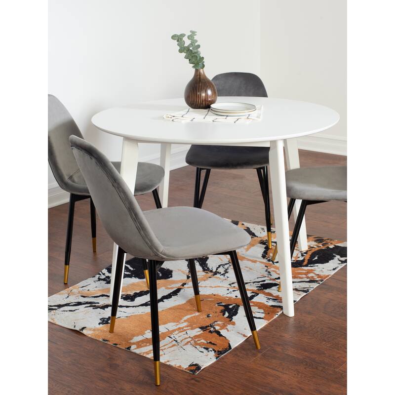Modern Style 5-Piece Dining Set with Round Table and 4 Velvet Upholstered Chairs
