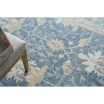 Exquisite Rugs Claremont Oushak Handmade Hand-tufted New Zealand Wool on Canvas Blue/Ivory Area Rug