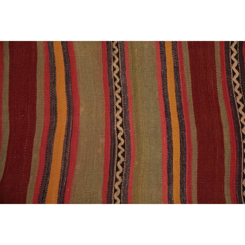 Hand Woven Oriental 100% Wool Carpet Southwestern Geometric Oranges & Rust Kilim Area Rug - 7' 5'' X 4' 7''