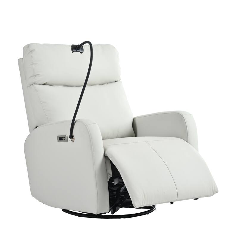 Grey Electric Power Recliner Chair with 270° Swivel, USB Ports and Adjustable Footrest for Living Room & Nursery