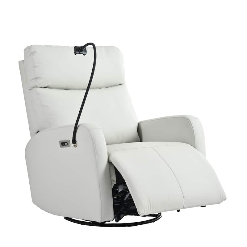 PU Power Swivel Recliner Chair with 270° Rotation, Electric 95-160° Recline and Dual USB Ports - 330lb Capacity