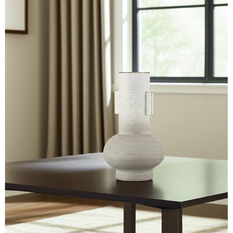 13" Off White And Gold Metal Table Vase - 7.87 - Gold/Off White - 7.87