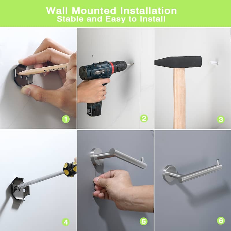 Wall-Mount Toilet Paper Holder Non-Slip Tissue Paper Holder(2 pieces) - Satin Nickel