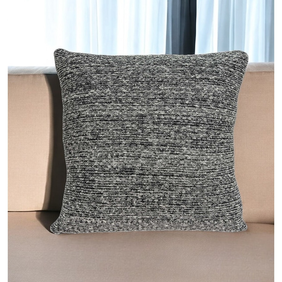 HomeRoots 20" Charcoal Woven Cotton Blend Throw Pillow