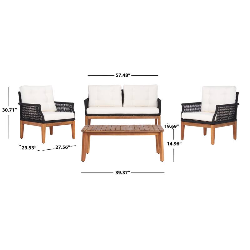 SAFAVIEH Outdoor Living Winslo 4-Piece Patio Set - 57"W x 30"D x 31"H