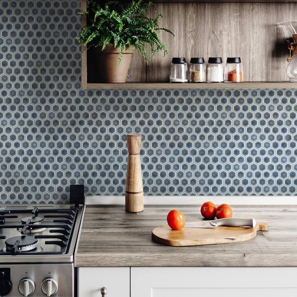 Merola Tile Hudson 1" Hex Storm Grey 11-7/8" x 13-1/4" Porcelain Mosaic Floor and Wall Tile