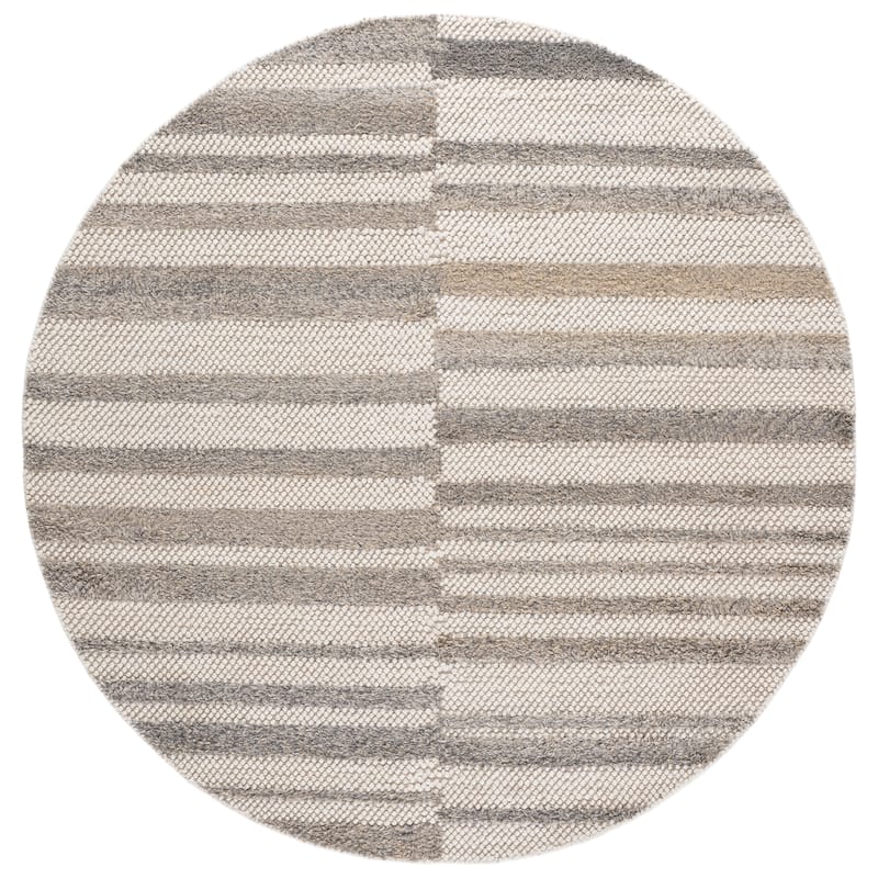 SAFAVIEH Handmade Natura Morane Wool Rug - 6' Round - Taupe/Ivory