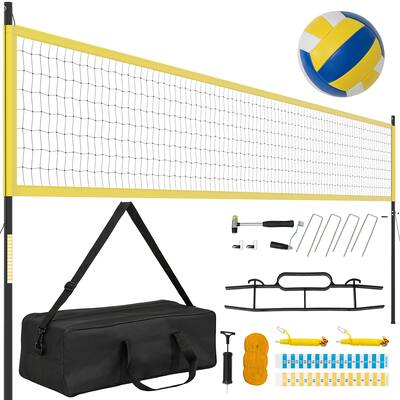 Gymax Portable Outdoor Volleyball Net Set Height Adjustable Poles