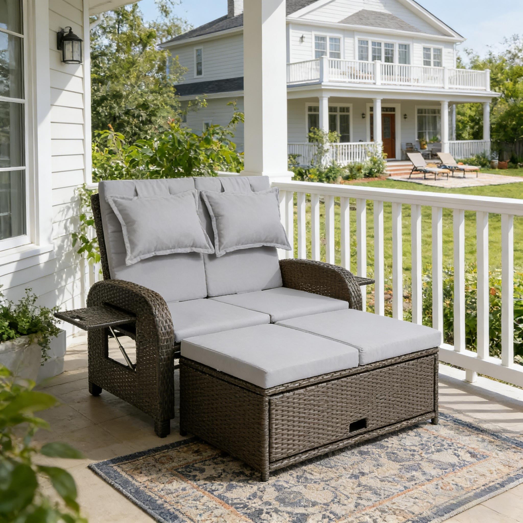 Wicker Outdoor Daybed,Rattan Daybed,Backrest Loveseat