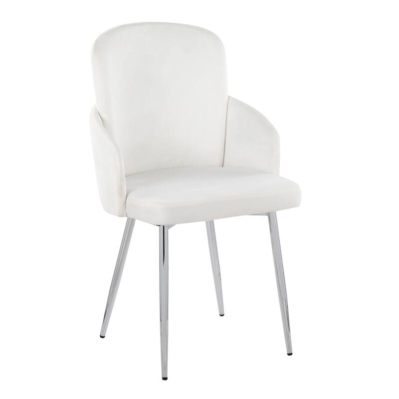 Silver Orchid Dahlia Dining Chair with Metal Legs (Set of 2) - Cream Velvet/Chrome