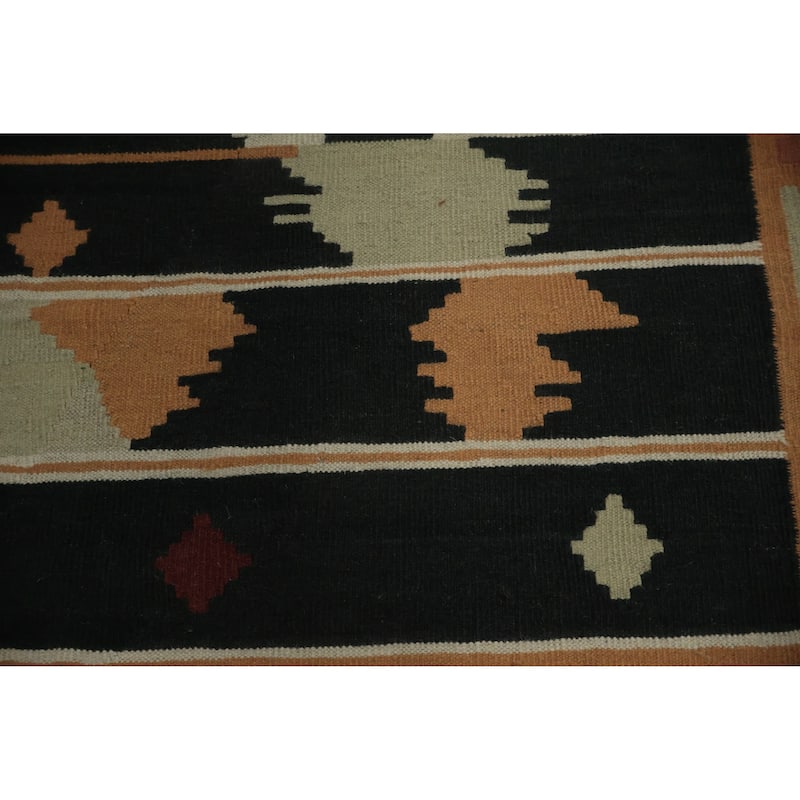 Hand Woven Oriental 100% Wool Carpet Southwestern Tribal Black Kilim Area Rug - 15' 3'' X 10' 0''