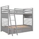 preview thumbnail 4 of 15, Twin over Twin Wood Bunk Bed with Ladder and Two Drawers, Grey
