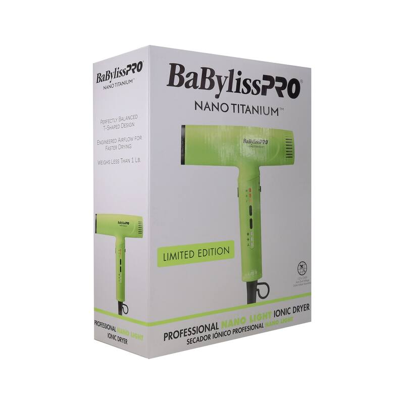 BaBylissPRO Nano Titanium Light Ionic High Speed Hair Dryer - Neon Yellow (BNTC9200NY)