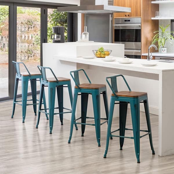 slide 2 of 26, Andeworld Bar Stools 24 Inches Metal bar stools with backs Set of 4