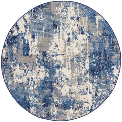 Nourison Grafix Indoor Blue Abstract Area Rug