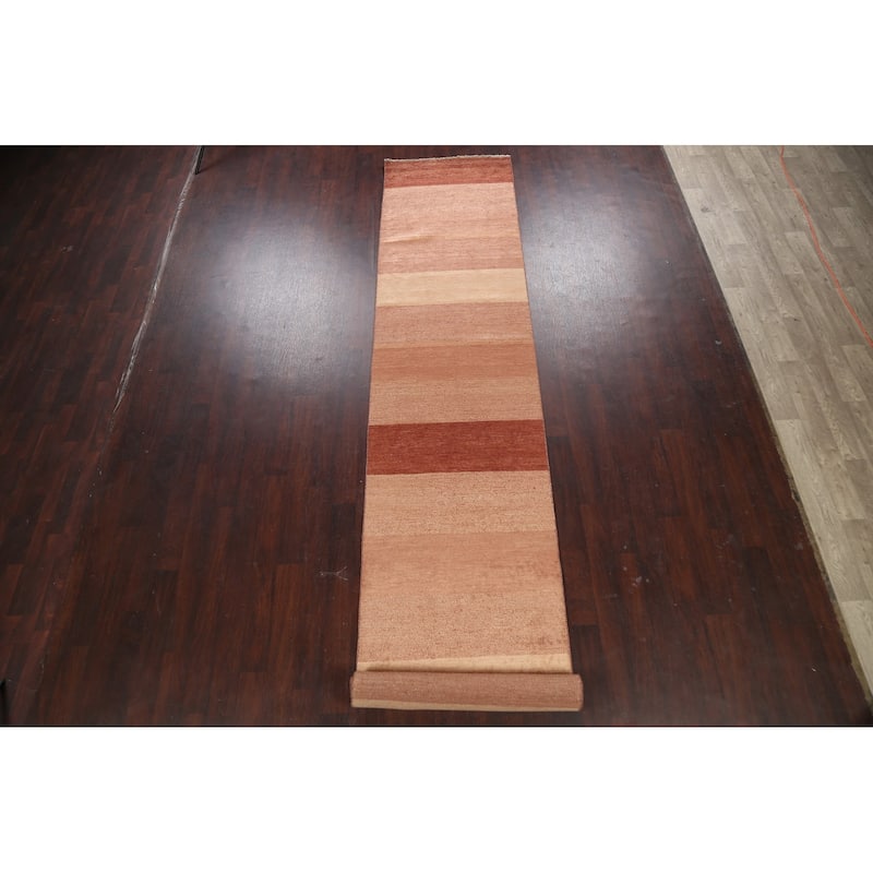Modern Gabbeh Kashkoli Oriental Long Runner Rug Wool Hand-knotted - 3'1" x 16'7"
