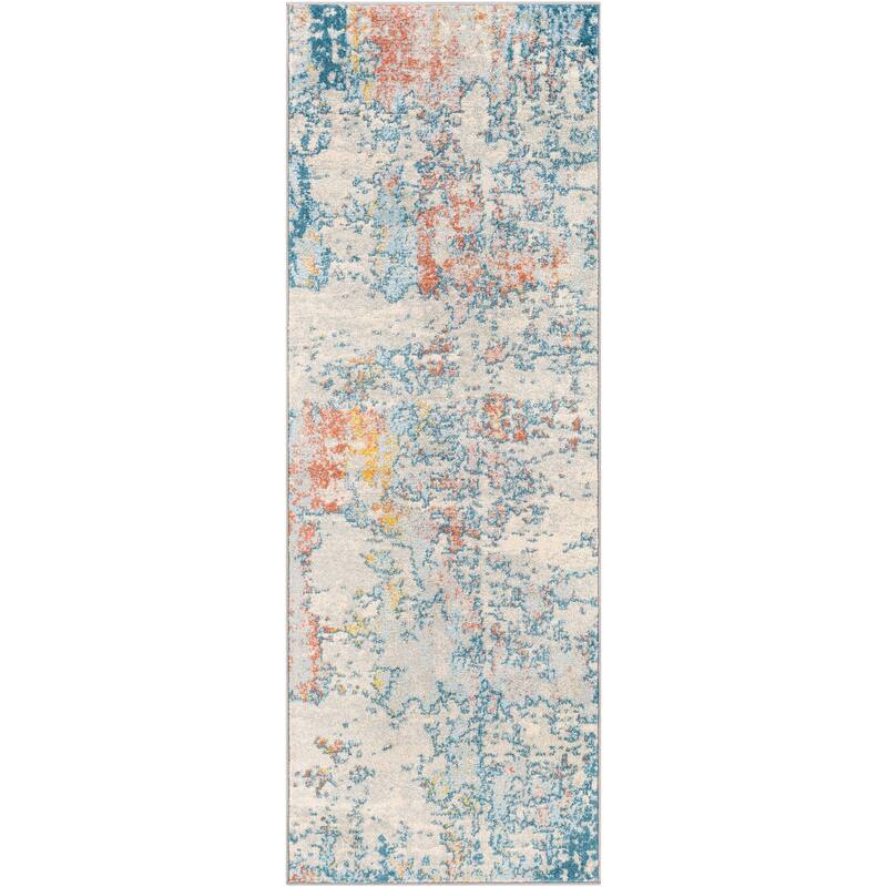 Artistic Weavers Aveza Modern Abstract Polypropylene Area Rug - 2'7" x 7'3" Runner - Coral Multi