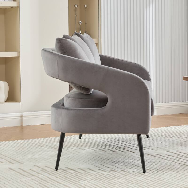 53.7" W Loveseat Sofa,Modern Velvet Sofa Couch with Pillows and Metal Legs