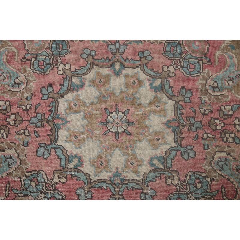 Brown Distressed Tabriz Persian Antique Rug Hand-knotted Wool Carpet - 6'2" x 9'8"