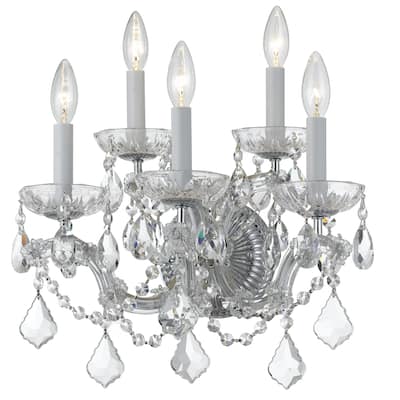 Maria Theresa 5 Light Spectra Crystal Chrome Sconce - 13.5'' W x 16'' H x 9'' D