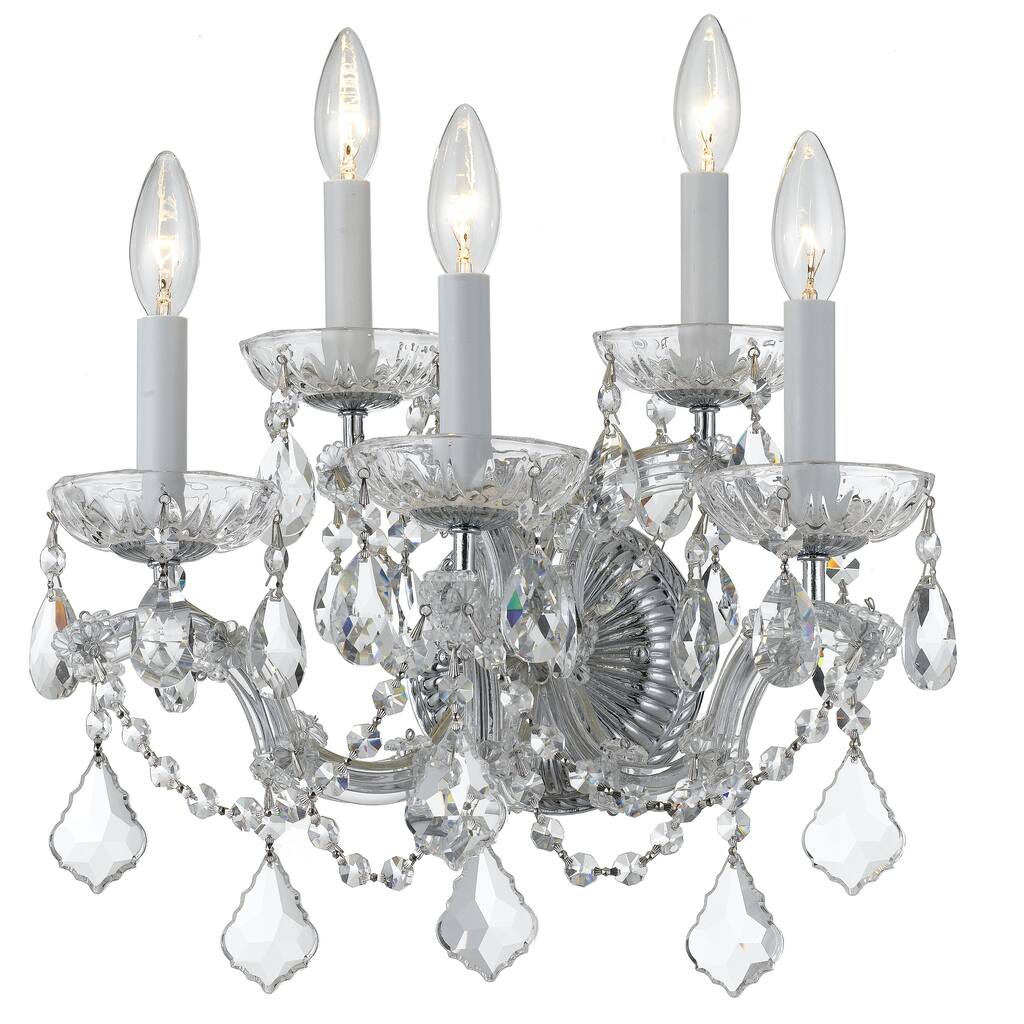 Maria Theresa 5 Light Spectra Crystal Chrome Sconce - 13.5'' W x 16'' H x 9'' D