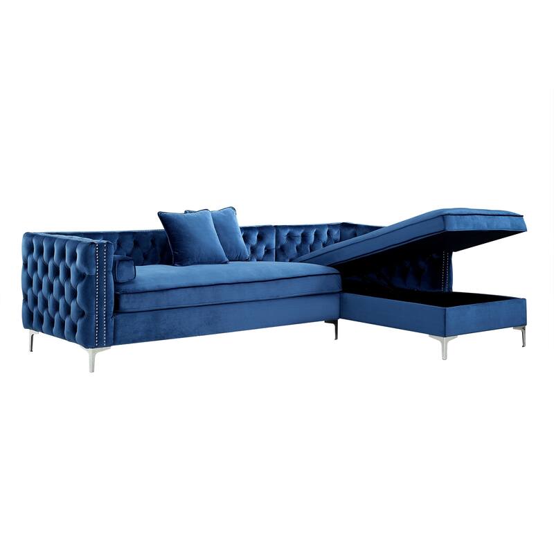 Dante Velvet Chaise Sectional Sofa