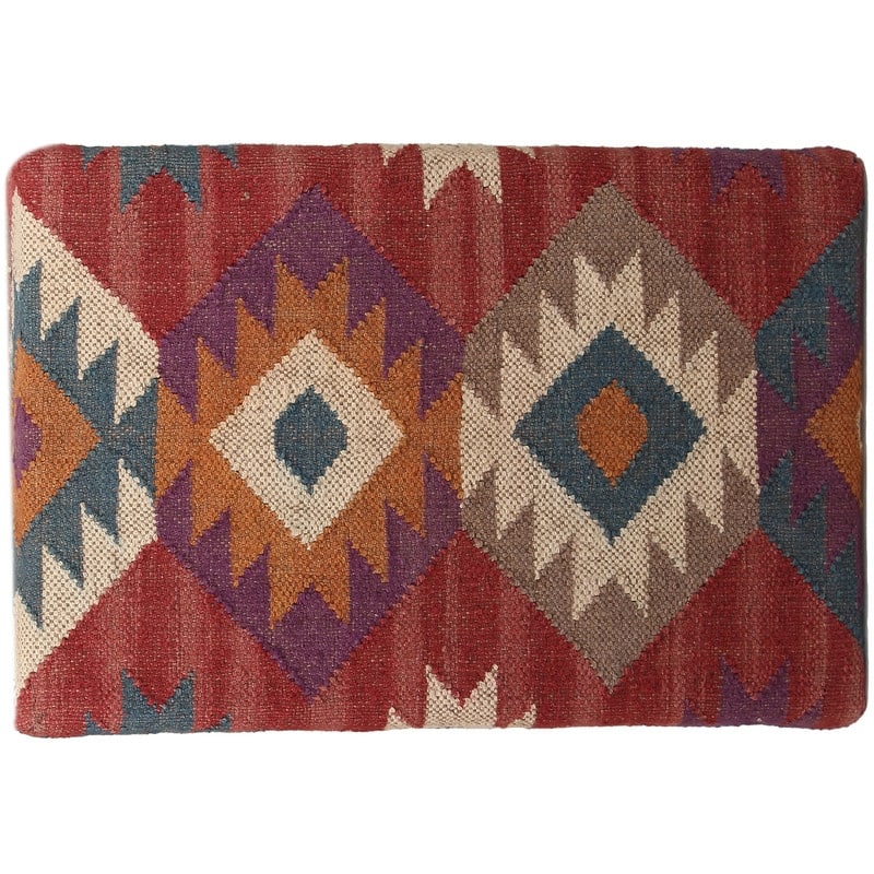 HERAT ORIENTAL Handmade Kilim Upholstered Wooden Storage Stool