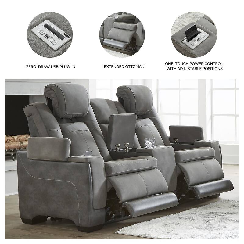 Next-Gen DuraPella Power Reclining Loveseat with Console and Adjustable Headrest - 75"W x 40"D x 43"H