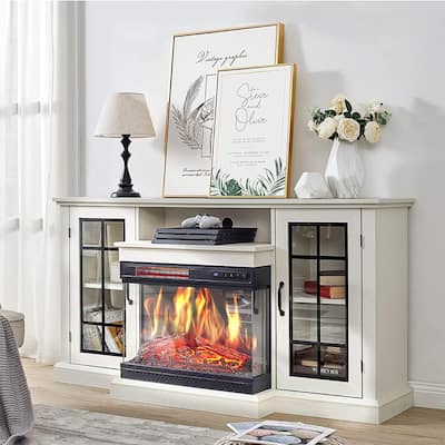 59 inch TV Stand & 24 inch 3 Sided Glass Electric Fireplace