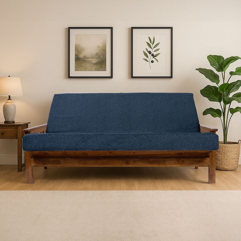 Memory Foam Infused Futon Mattress Full XL - Washable Removable Cover, Thick Foldable Sofa Bed Cushion (Frame NOT Included)
